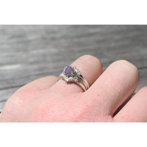 Grape agate engagement ring set, raw stone ring, alternative engagement … - Picture 2 of 4